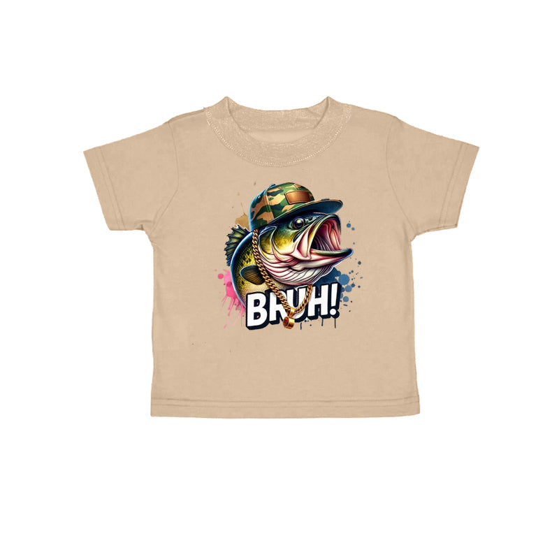 Pre-order Baby Boy Short Sleeves Khaki Fish Camo Shirt Tops