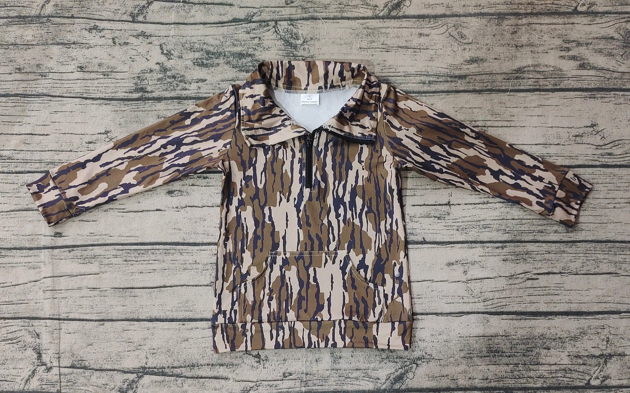 Baby Boy Long Sleeves Camo Zipper Pocket Pullover Shirt