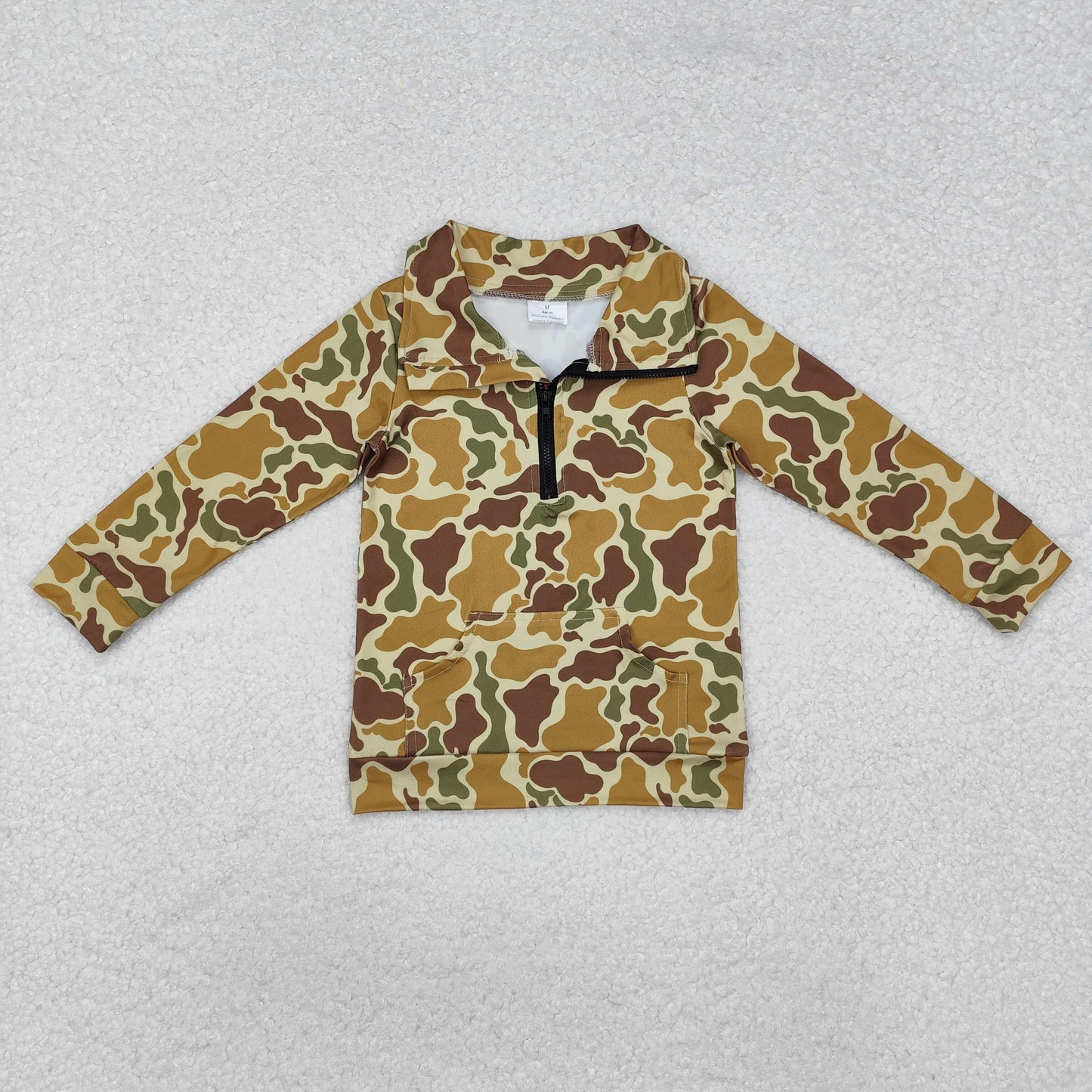 Baby Boy Long Sleeves Camo Pocket Zipper Pullover Sibling Shirt Tops