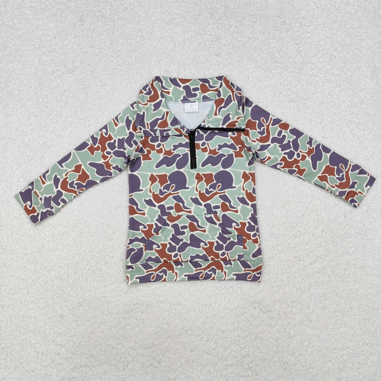 Baby Boy Long Sleeves Camo Pocket Zipper Pullover Sibling Shirt Tops