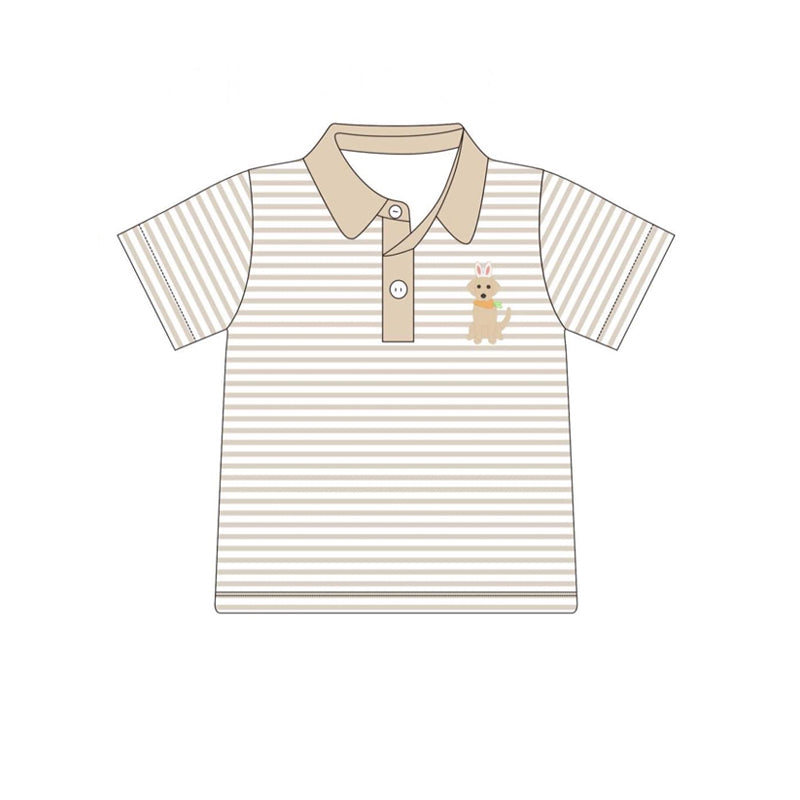 Pre-order Baby Boy Easter Short Sleeves Dog Stripes Shirt Tops