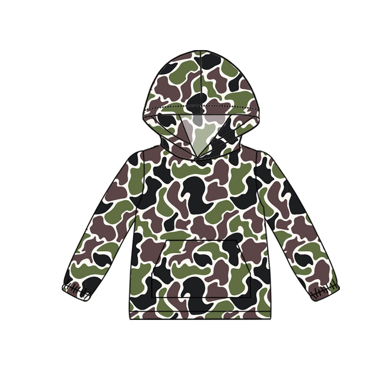 Pre-order Baby Boy Green Camouflage Hooded Pocket Long Sleeve Tops