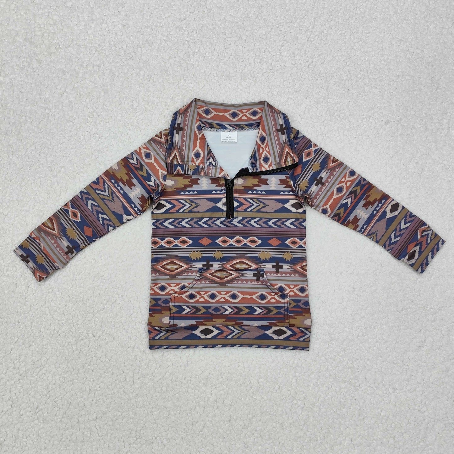 Sibling Baby Boys Long Sleeves Aztec Western Zipper Pullover Shirts Tops RTS
