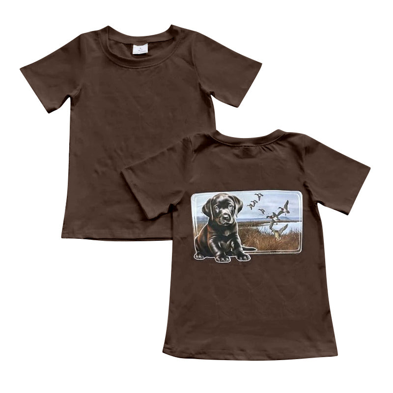 Preorder Baby Boy Short Sleeves Dog Duck Brown Hunting Tee Shirt Tops