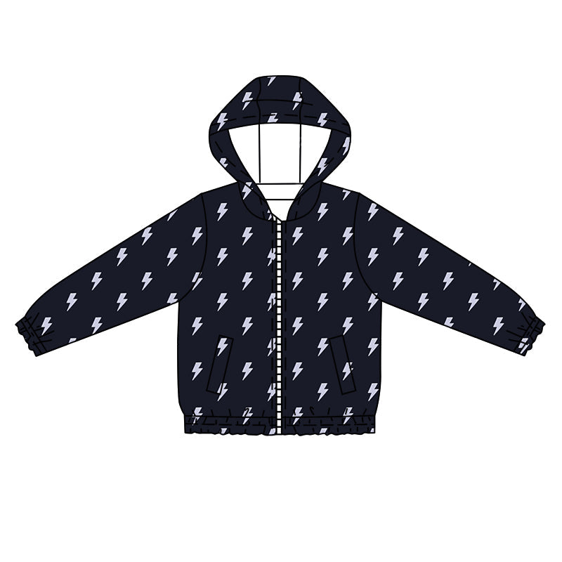 Preorder Baby Boy Long Sleeves Flash Hoodie Zipper Black Coat Shirt