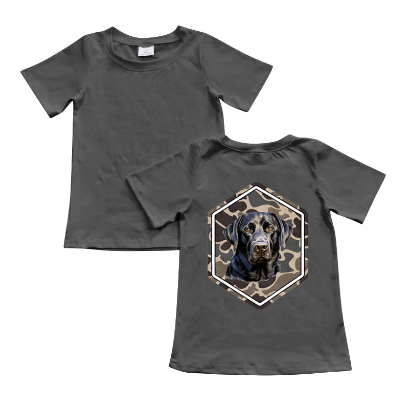 Preorder Baby Boy Short Sleeves Camo Dog Shirt Tops