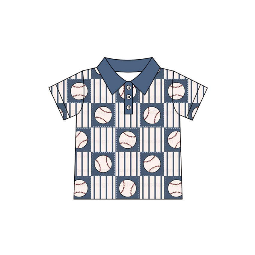 Preorder Baby Boy Short Sleeves Baseball Buttons Pullover Shirt