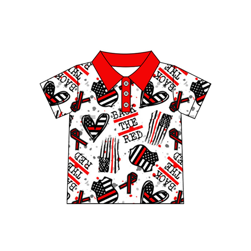 Preorder Baby Boy Short Sleeves Back The Red Flag Buttons Shirt