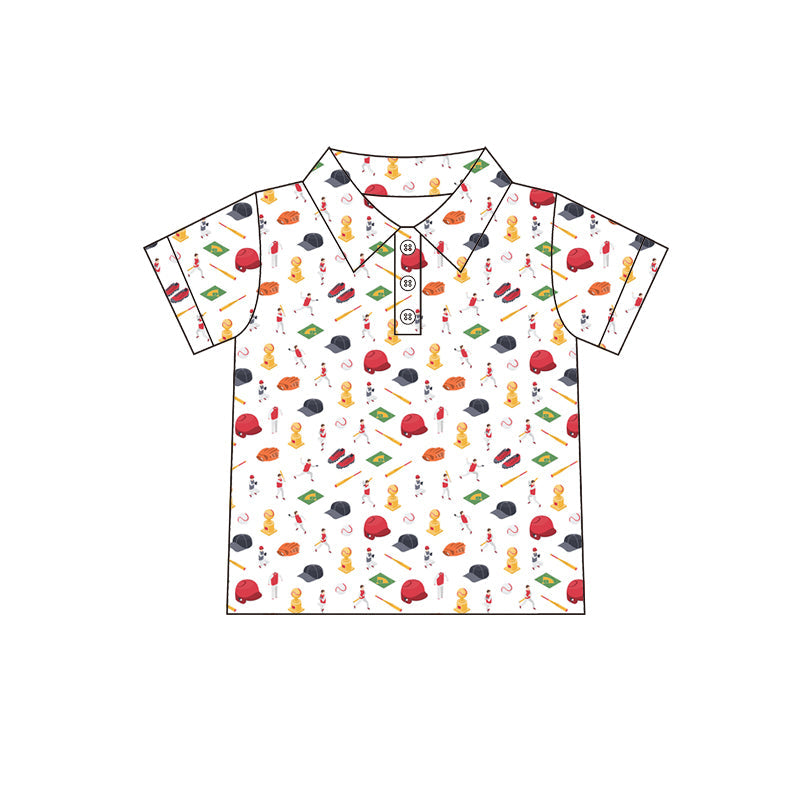 Preorder Baby Boy Short Sleeves Baseball Buttons Shirt