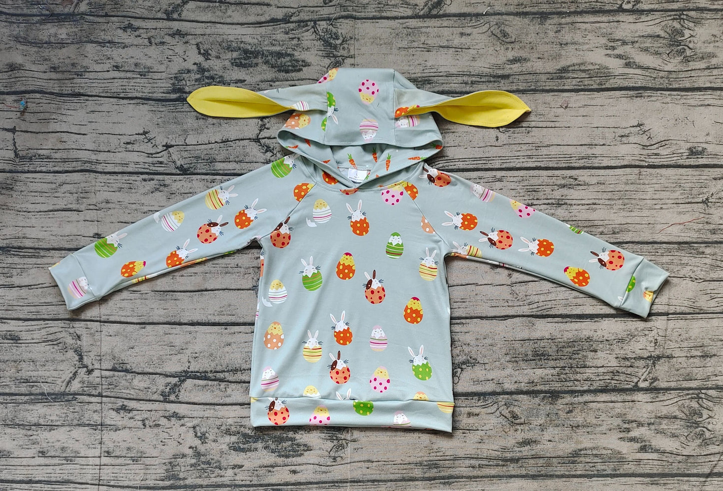 Baby Easter Long Sleeves Easter Rabbits Eggs Hoodie Green Shirt Tops RTS