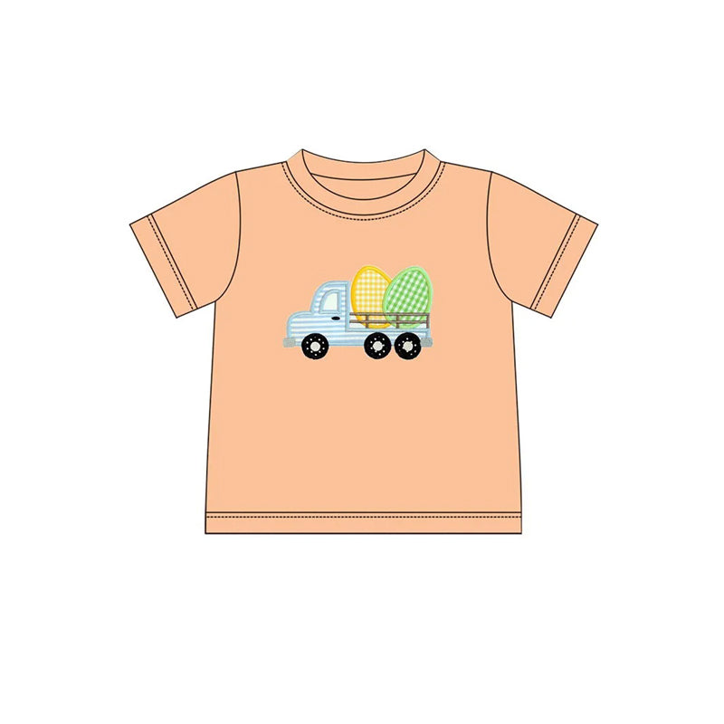 Preorder Baby Boy Short Sleeves Easter Eggs Truck Shirt ( Moq 5 )
