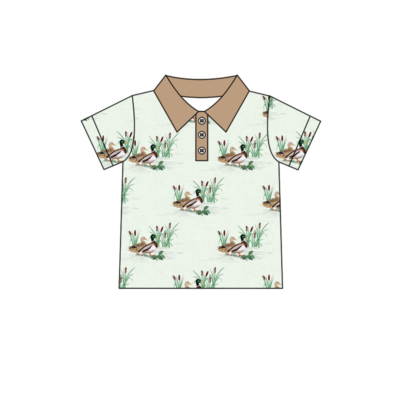 Baby Boy Short Sleeves Buttons Ducks Pullover Shirt RTS