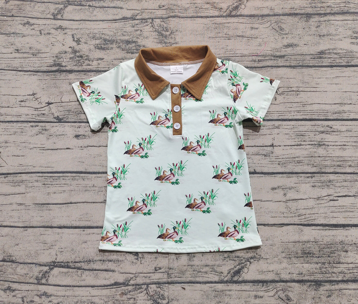 Baby Boy Short Sleeves Buttons Ducks Pullover Shirt RTS