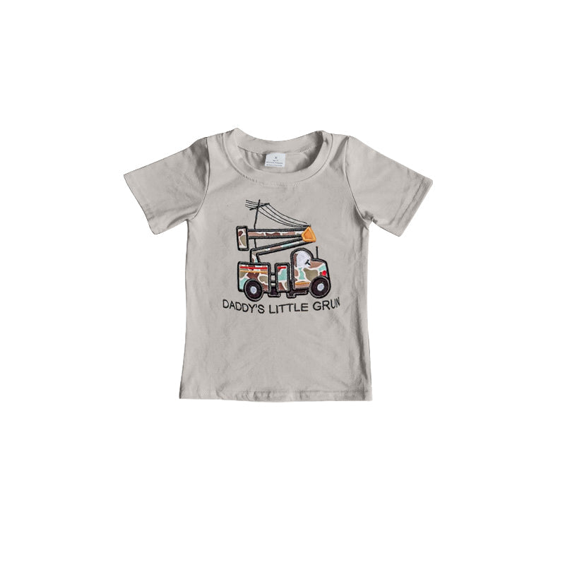 Preorder Baby Boy Kids Toddler Daddy's Little Grun Truck Tee Shirts Tops ( Moq 5 )