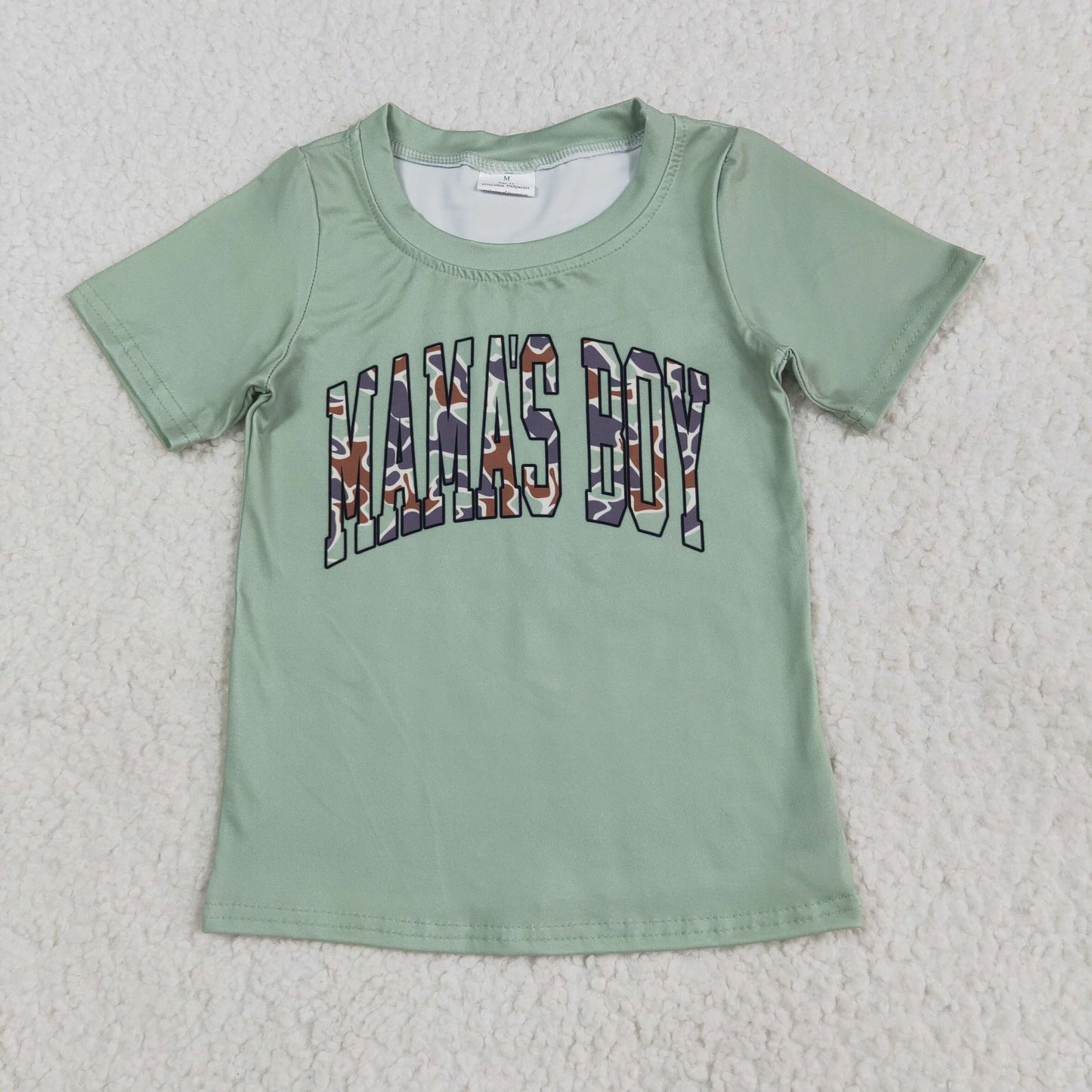 Baby Kids Toddler Short Sleeves Camo Mama's Boy Tee Shirt Sibling Tops RTS