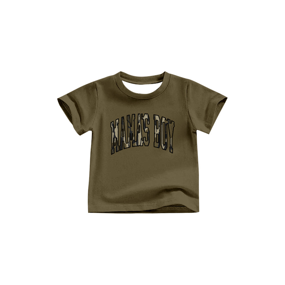 Preorder Baby Kids Short Sleeves Green Camo Mama's Boy Tee Shirt ( Moq 5 )