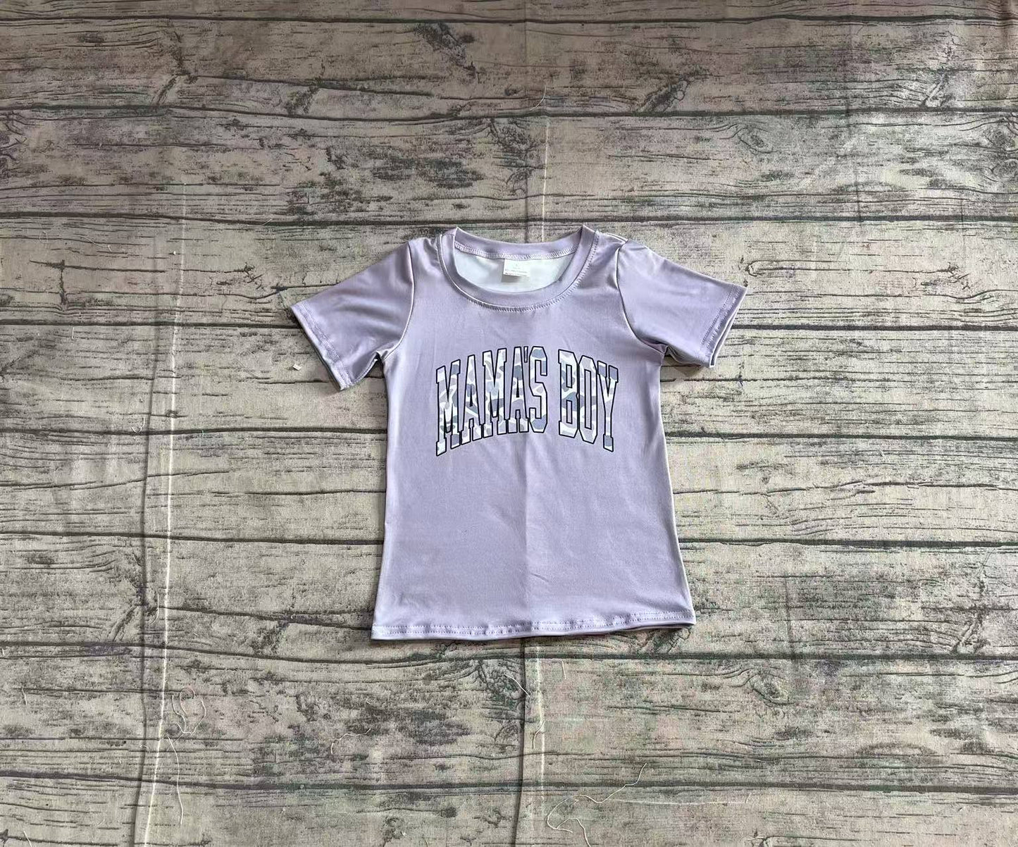 Baby Kids Short Sleeves Camo Mama's Boy Grey Tee Shirt RTS