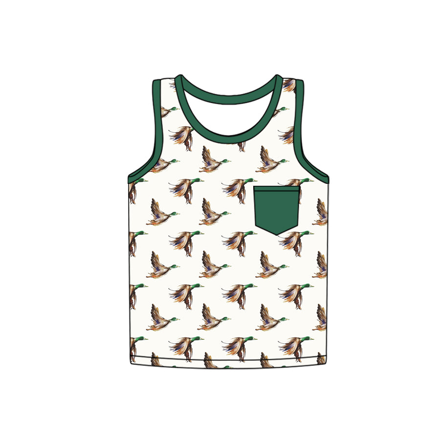 Preorder Baby Boy Sleeveless Ducks Pocket Shirt Tops ( Moq 5 )