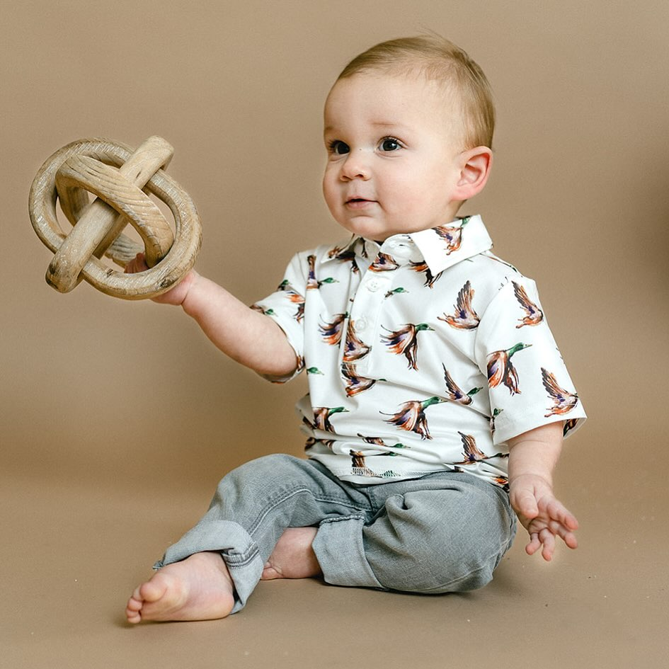Preorder Baby Boy Short Sleeves Ducks Buttons Shirt Tops ( Moq 5 )