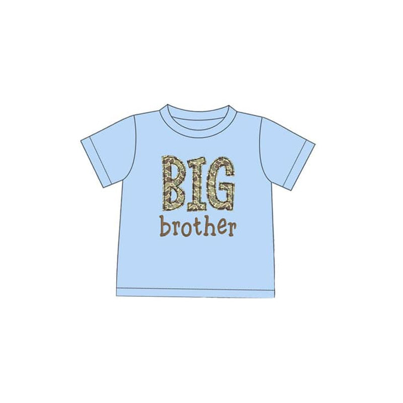 Preorder Baby Boy Short Sleeves Camo Big Brother Blue Shirt Tops ( Moq 5 )