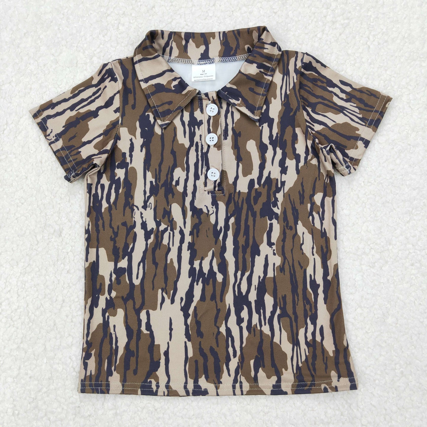 ( No. 5-9 ) Baby Boy Toddler Short Sleeves Buttons Camo Tee Sibling Shirt Tops RTS