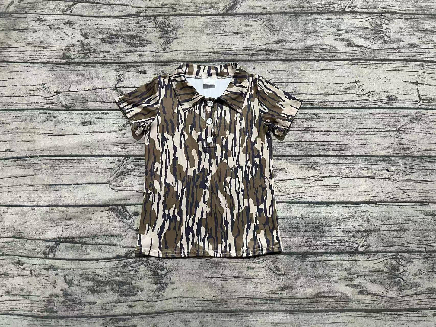 Baby Boy Short Sleeves Bottomland Camo Buttons Polo Shirt RTS