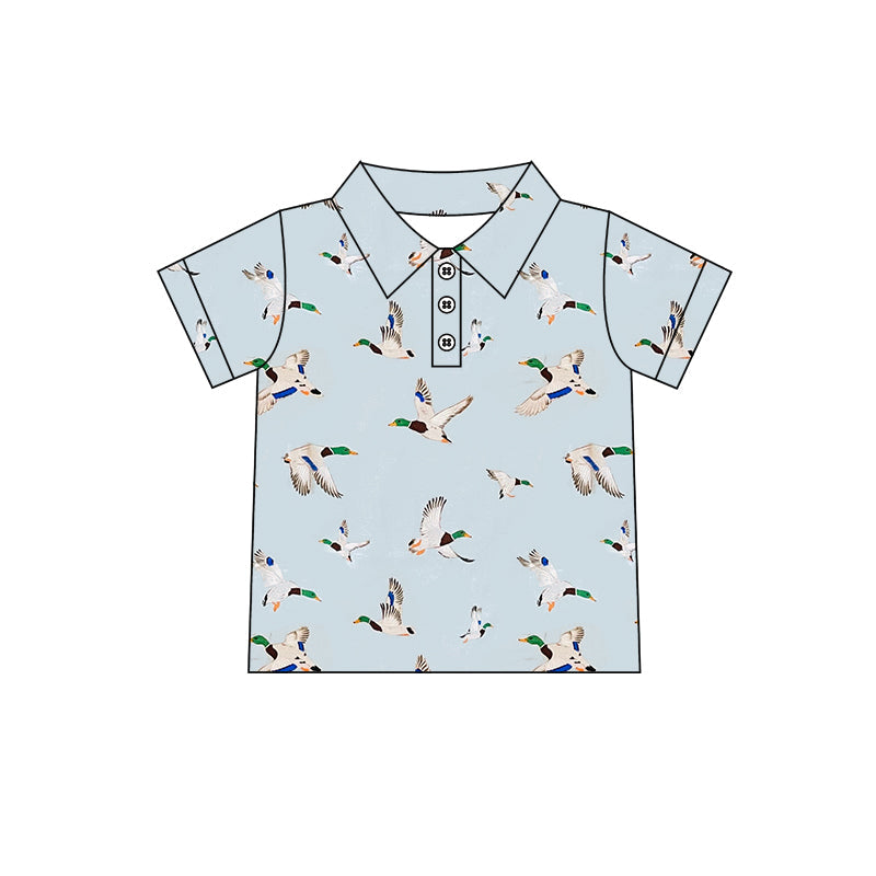 Baby Boy Short Sleeves Ducks Buttons Polos Shirt Tee Tops RTS
