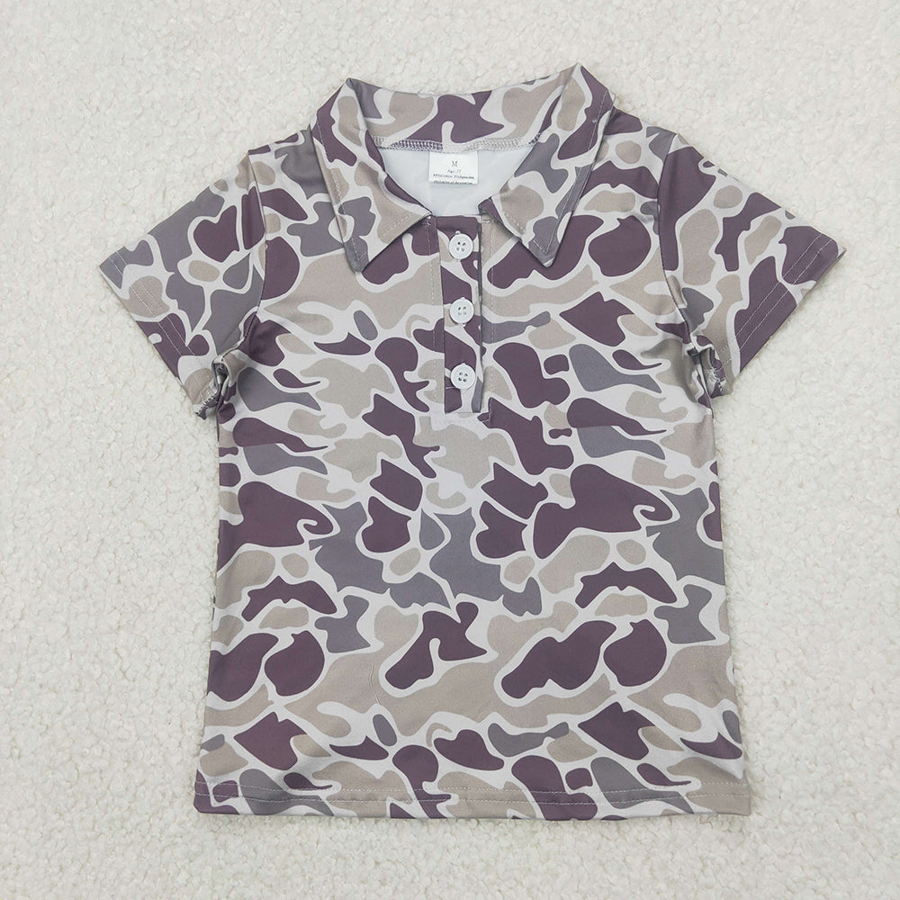 Baby Boy Camo Short Sleeves Buttons Shirt Tops Sibling Clothes RTS