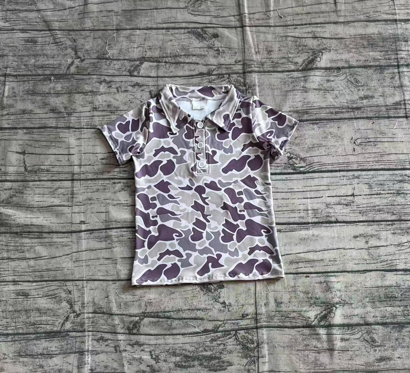 Baby Boy Short Sleeves Camo Buttons Polos Shirt Tee Tops RTS