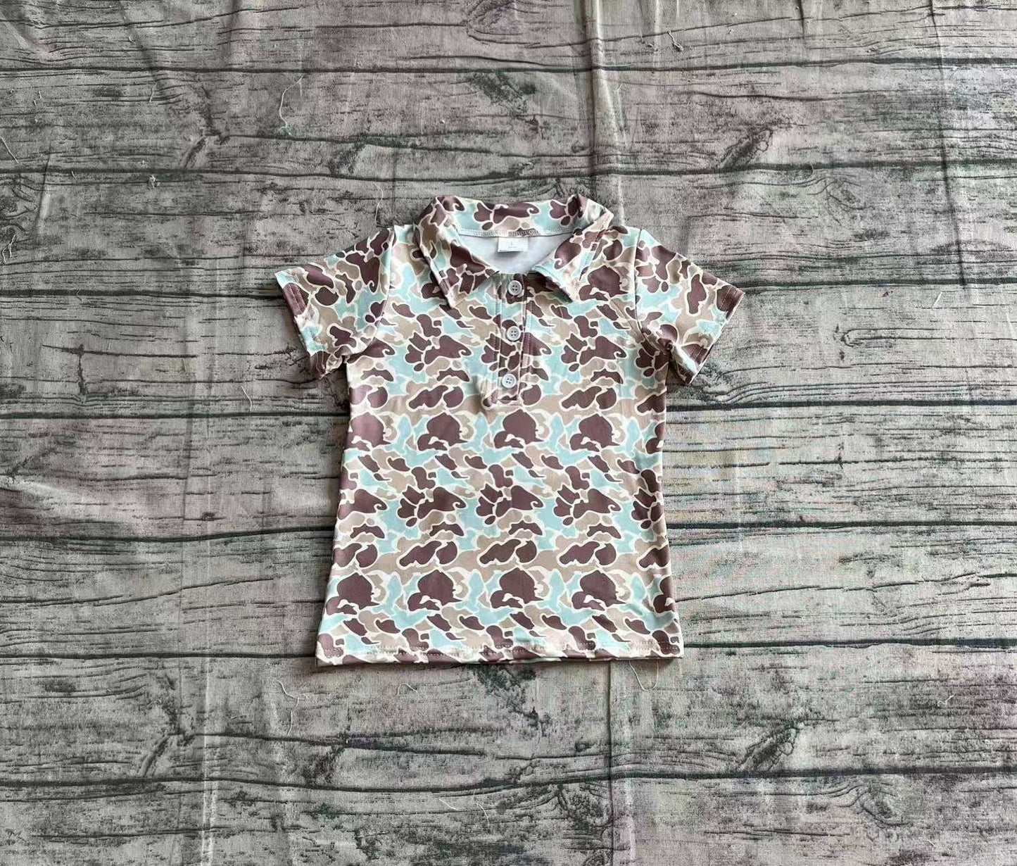 Baby Boy Short Sleeves Buttons Polos Camo Shirt Tee Tops RTS