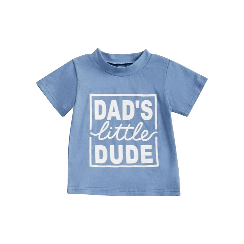 Preorder Baby Boy Blue Short Sleeves Dad's Tee Shirt Tops ( Moq 5 )