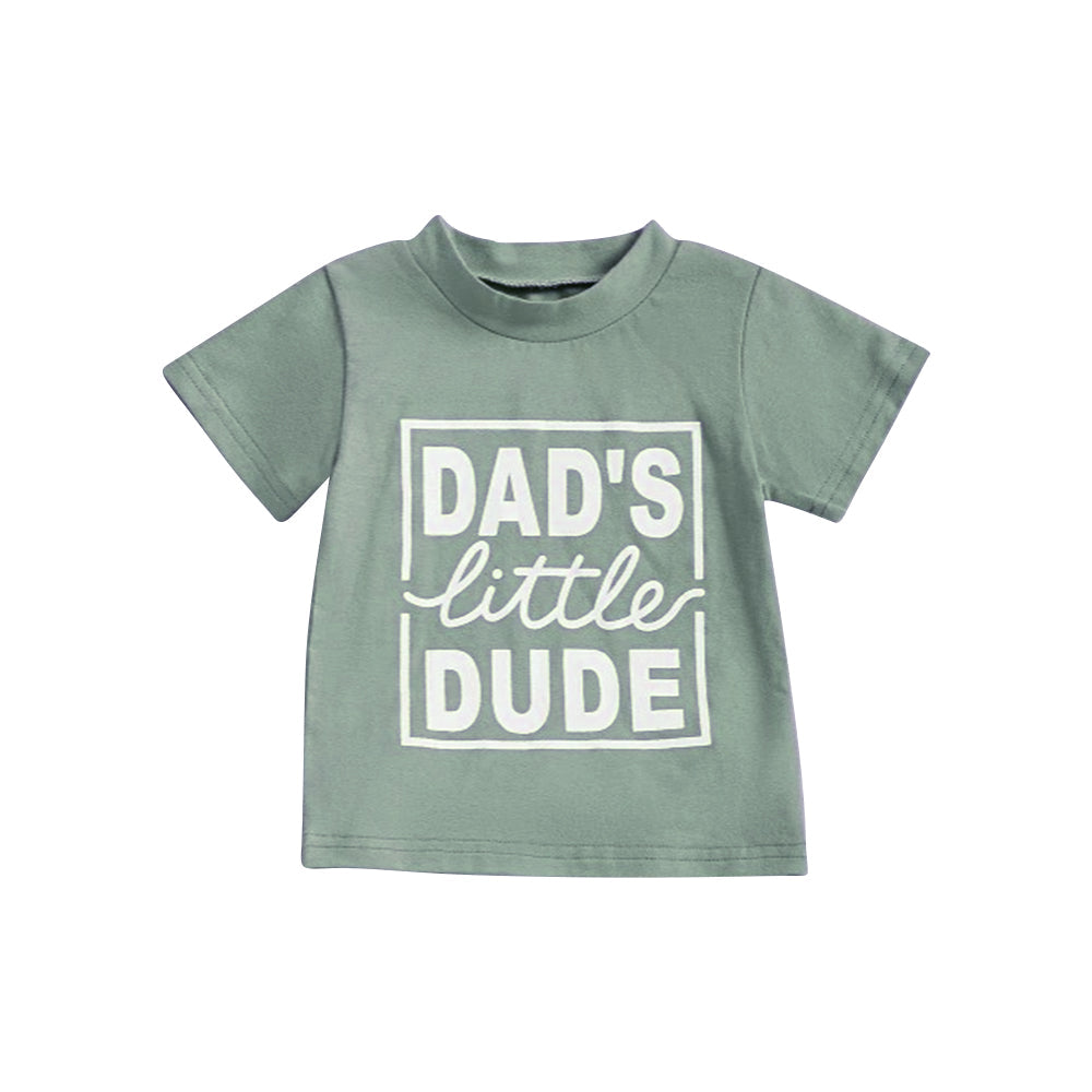 Preorder Baby Boy Green Short Sleeves Dad's Tee Shirt Tops ( Moq 5 )