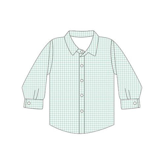 ( Moq 5 ) Preorder Baby Boy Long Sleeves Plaid Buttons Shirt Tops