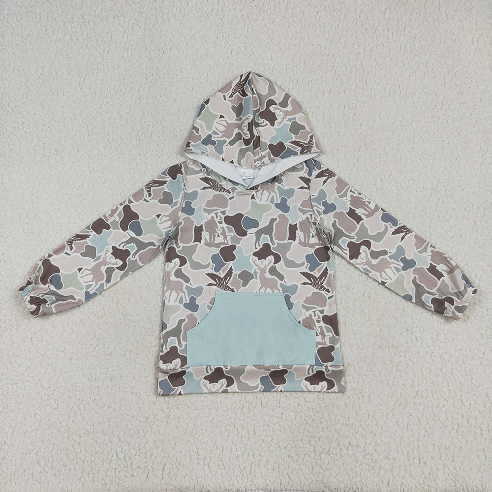 Baby Boy Long Sleeves Ducks Dogs Camo Pockets Hoodie Hunting Shirt Tops Clothes RTS