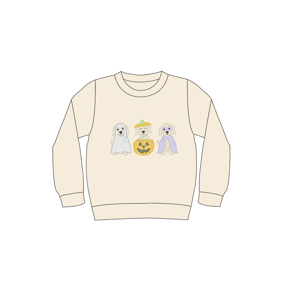 ( Moq 5 ) Preorder Baby Kids Long Sleeves Ghost Pumpkin Dog Halloween Shirt Tops