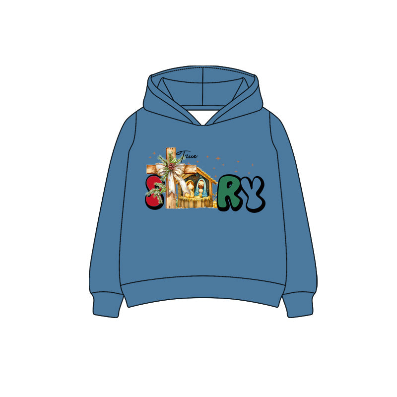 ( Moq 5 ) Preorder Baby Boy Blue Long Sleeves True Story Hoodie Shirt Christmas Tops