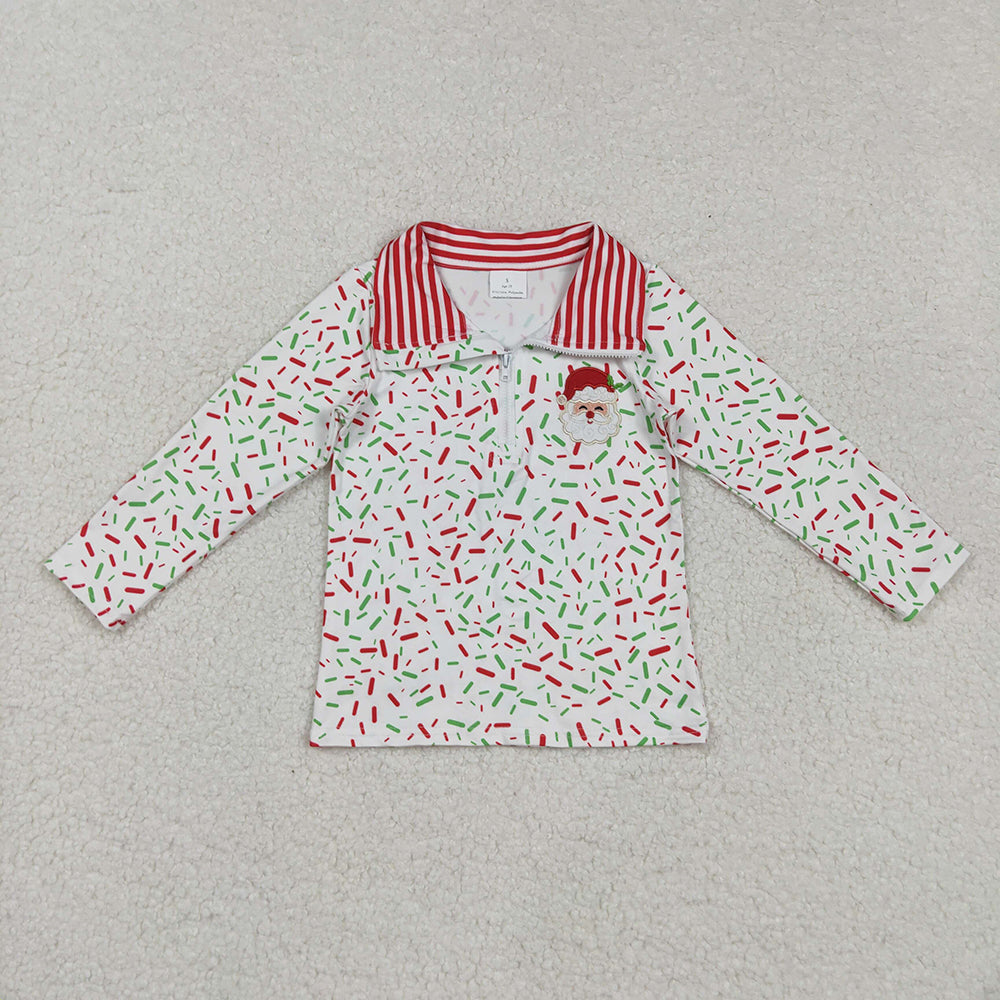 Sibling Boys Kids Long Sleeves Embroidery Ducks Santa Christmas Zipper Pullover Shirts