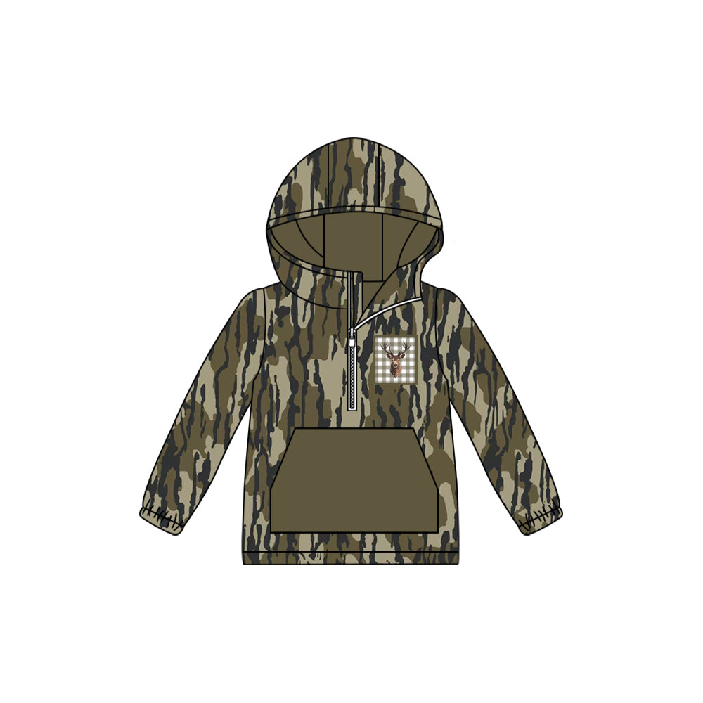 ( Moq 5 ) Preorder Baby Boy Long Sleeves Deer Hoodie Zipper Camo Shirt