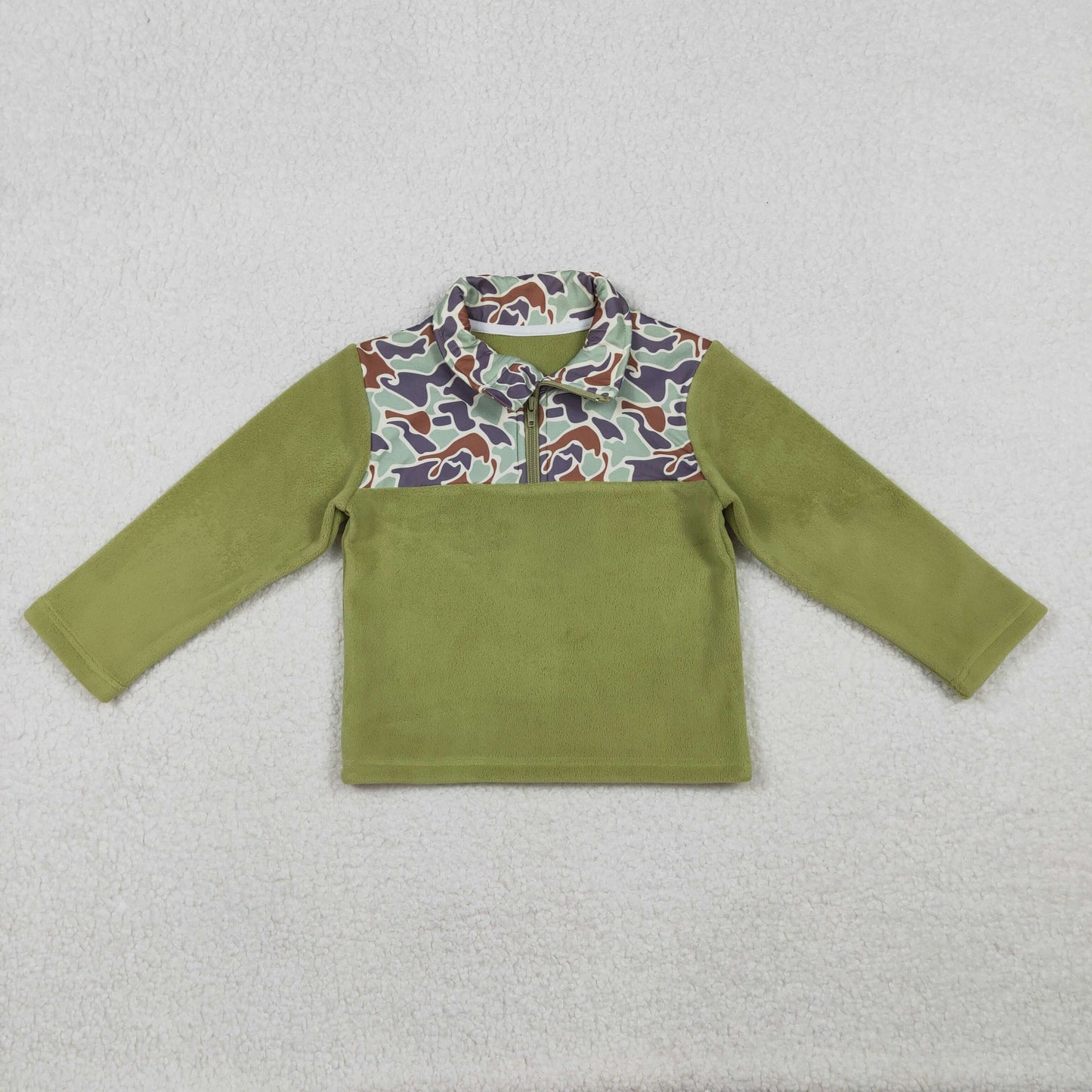 Sibling Baby Boy Long Sleeves Camo Zipper Fleece Pullover Shirts Tops RTS