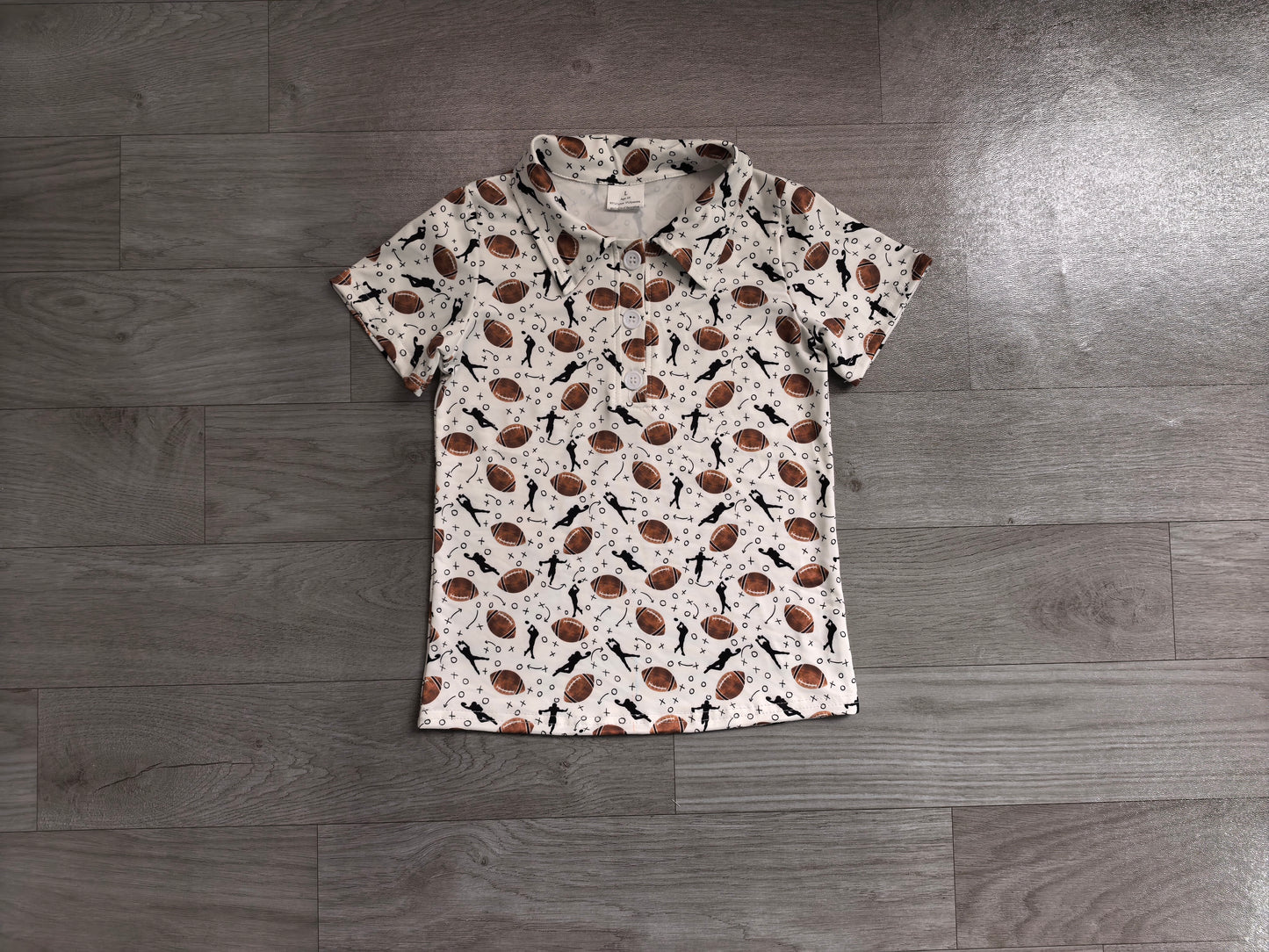 ( No moq ) Preorder Baby Boy Short Sleeves Football Bows Buttons Summer Shirt