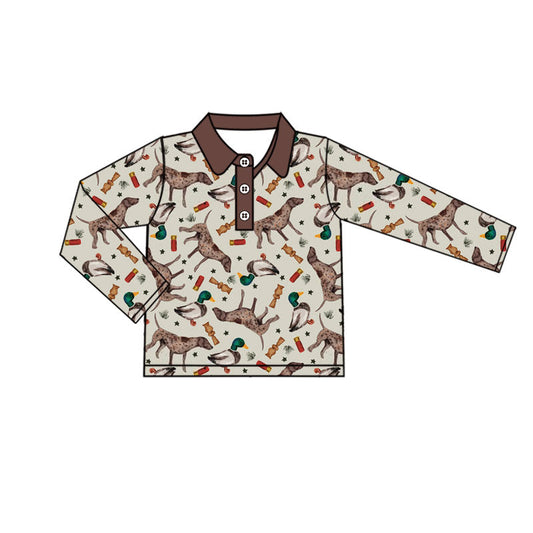 ( Moq 5 ) Preorder Baby Boy Long Sleeves Ducks Dogs Buttons Hunting Shirt