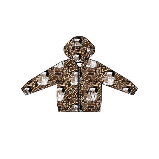 ( Moq 5 ) Preorder Baby Boy Long Sleeves Christmas Santa Camo Zipper Pockets Hoodie Shirt