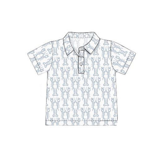 ( Moq 5 ) Preorder Boys Kids Short Sleeves Crayfish Summer Buttons Polo Shirt Tops