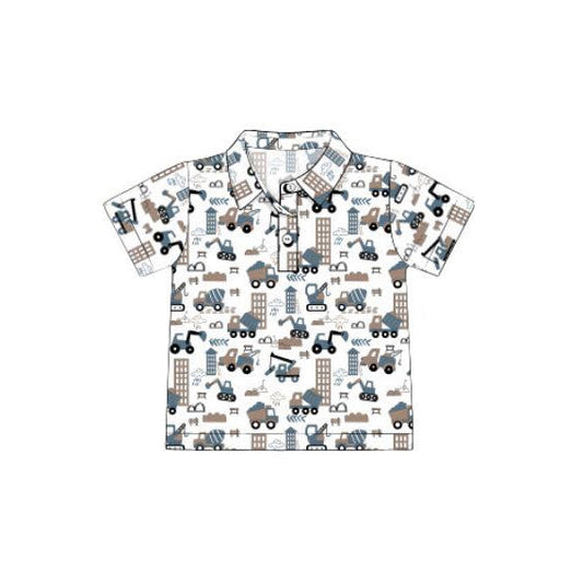 ( Moq 5 ) Preorder Boys Kids Short Sleeves Trucks Summer Buttons Polo Shirt Tops