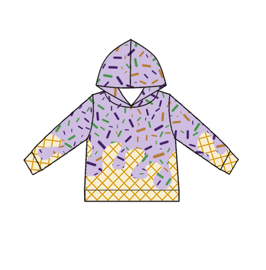 ( Moq 5 ) Preorder Girls Kids Purple Long Sleeves Sprinkles Hoodie Shirt Tops
