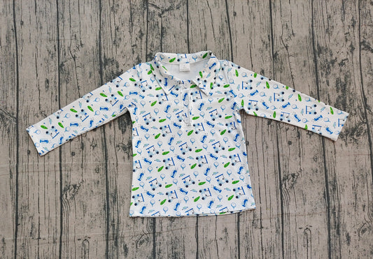 ( No moq ) Preorder Kids Boys Long Sleeves Golf Buttons Polo Pullover Shirt Tops