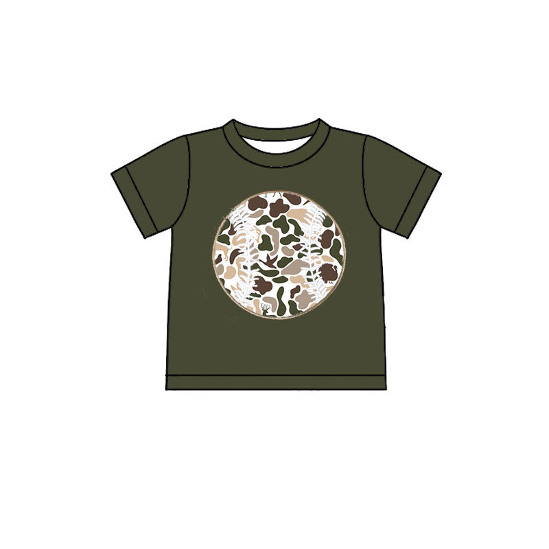 ( Moq 5 ) Preorder Baby Boys Kids Short Sleeves Camo Baseball Team T-shirt Tee