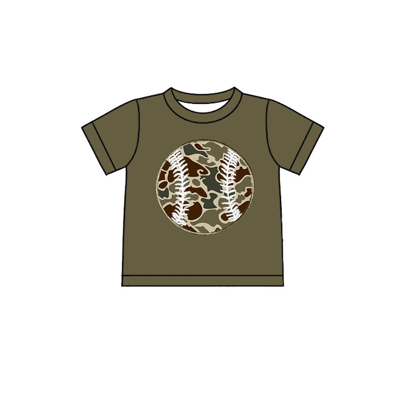 ( Moq 5 ) Preorder Baby Boys Kids Short Sleeves Camo Baseball Team Green T-shirt Tee