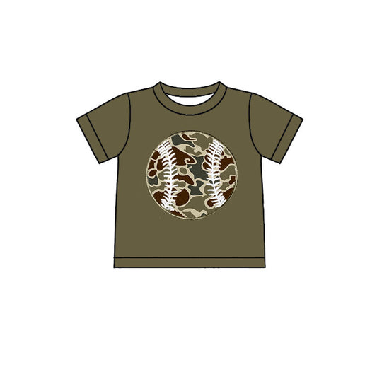 ( Moq 5 ) Preorder Baby Boys Kids Short Sleeves Camo Baseball Team Green T-shirt Tee