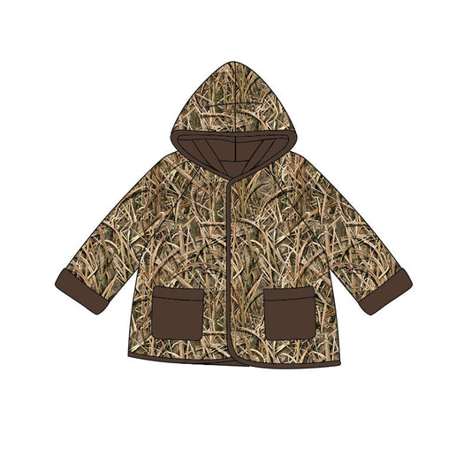 ( Moq 5 ) Preorder Baby Boys Long Sleeves Leaves Camo Pockets Hoodie Coat Tops